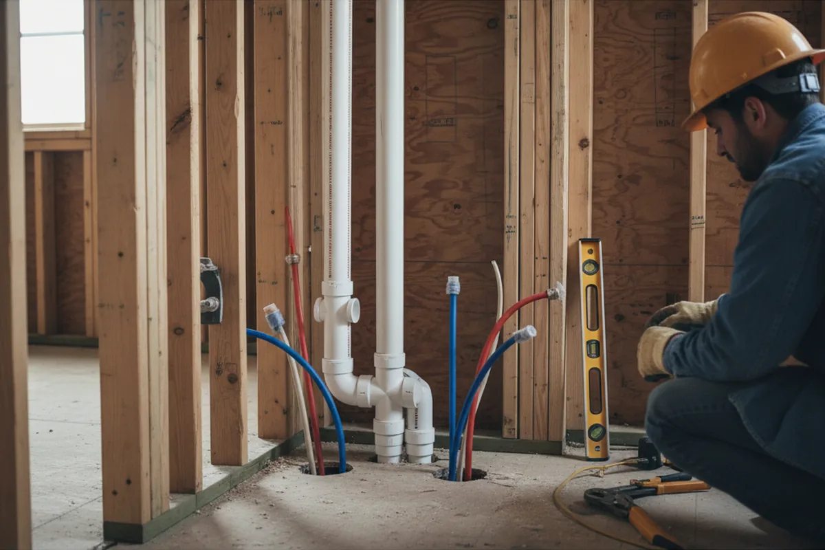 Drain and supply rough-in during Sump Pump Repair in Summerville